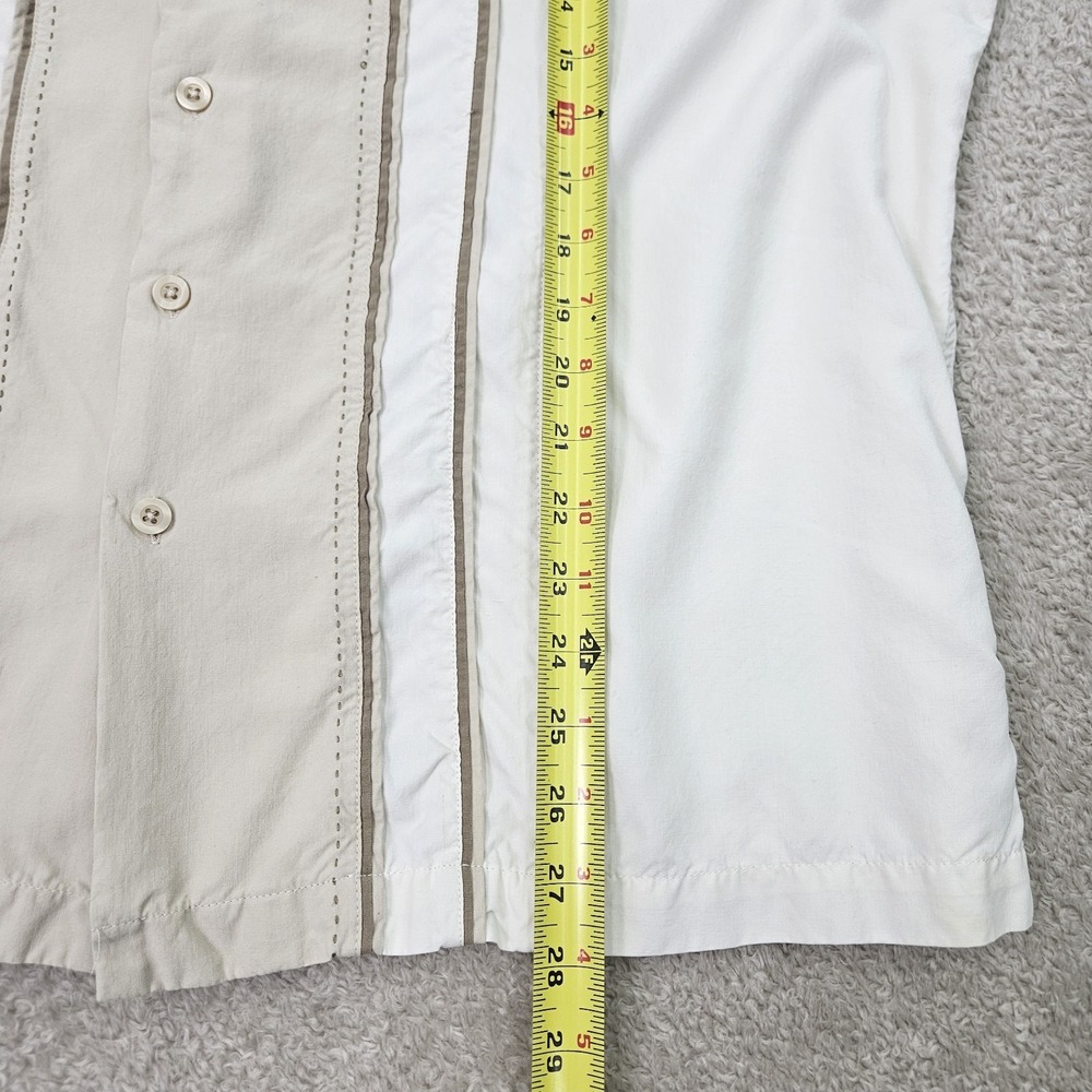 Caribbean Silk Camp Shirt Mens XL White Textured Stripe Resort Casual Summer - Picture 6 of 10